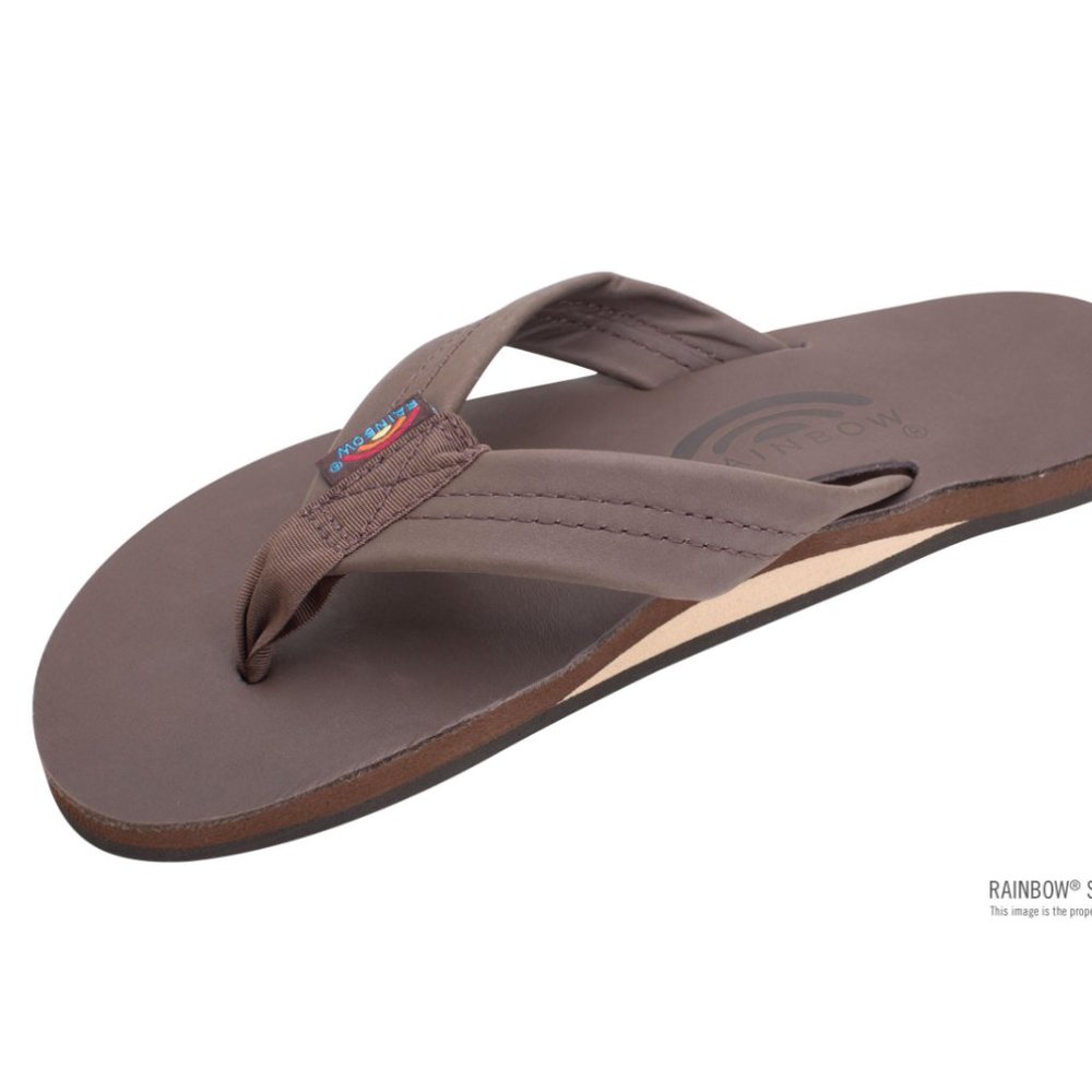 RAINBOW - Single Layer Arch Support Classic Leather 1" Strap  - Size 7 - Mocha